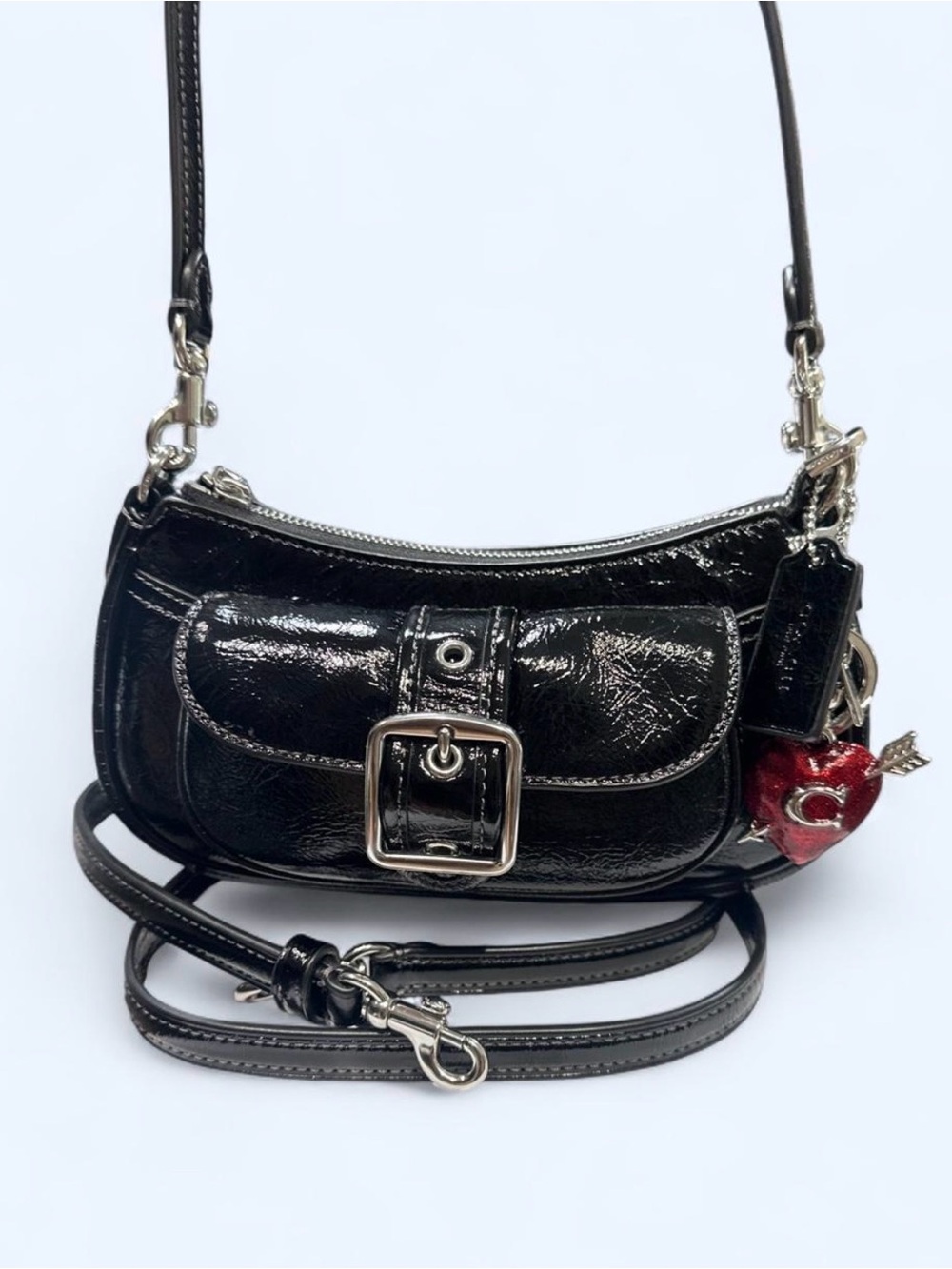 Coach Ashton Mini Shoulder Bag Black Glazed Leather CDB19 NWT